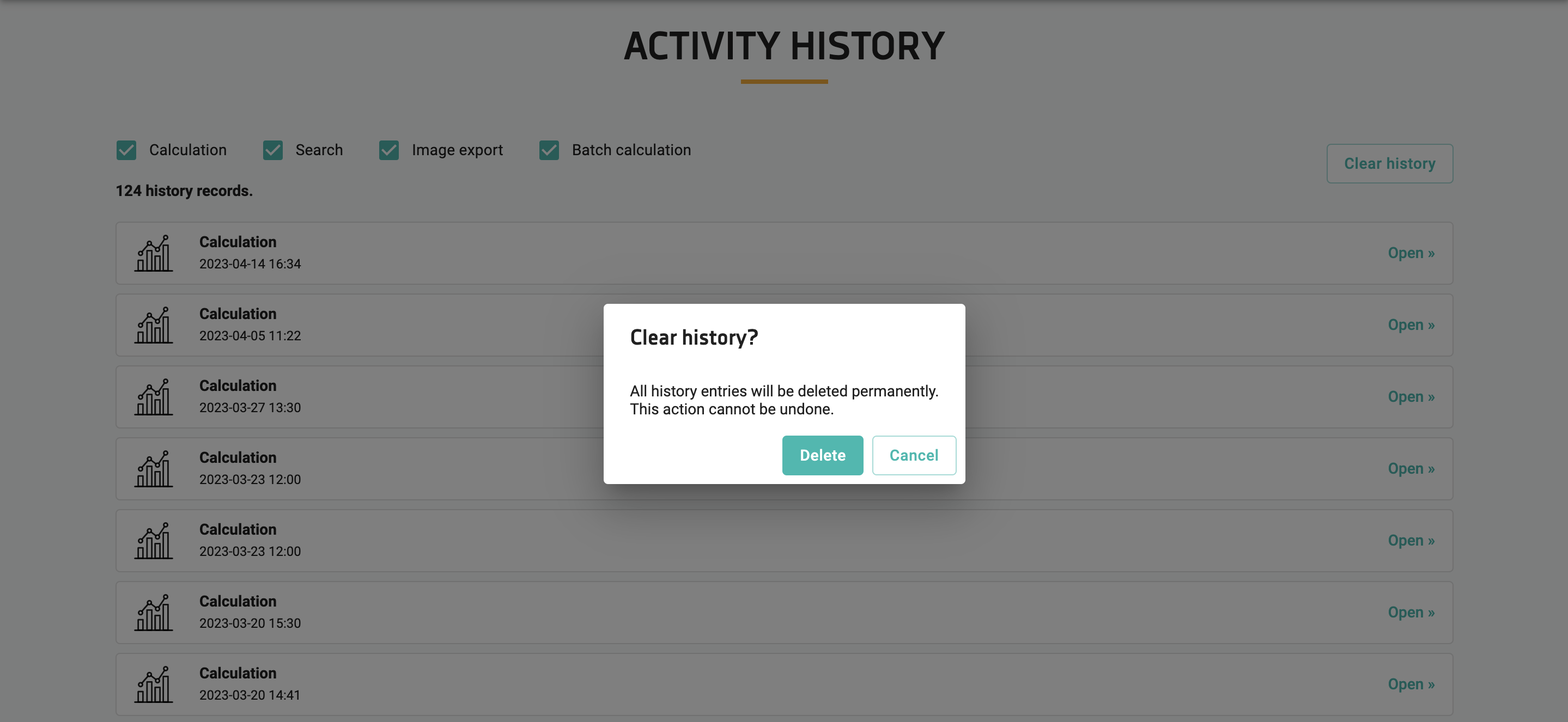 Chemicalize Activity history deletion