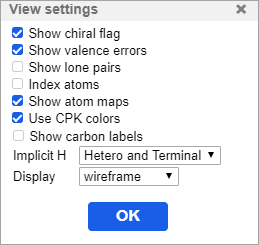 View settings dialog