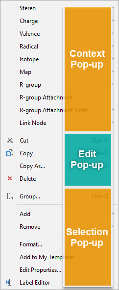 Context menus of MarvinSketch