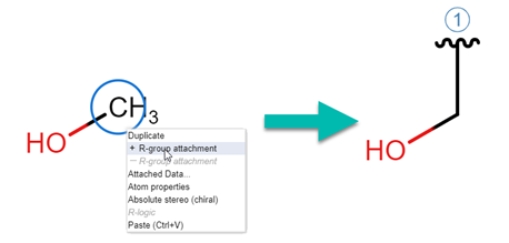 Adding an r-group attachment point through the context menu