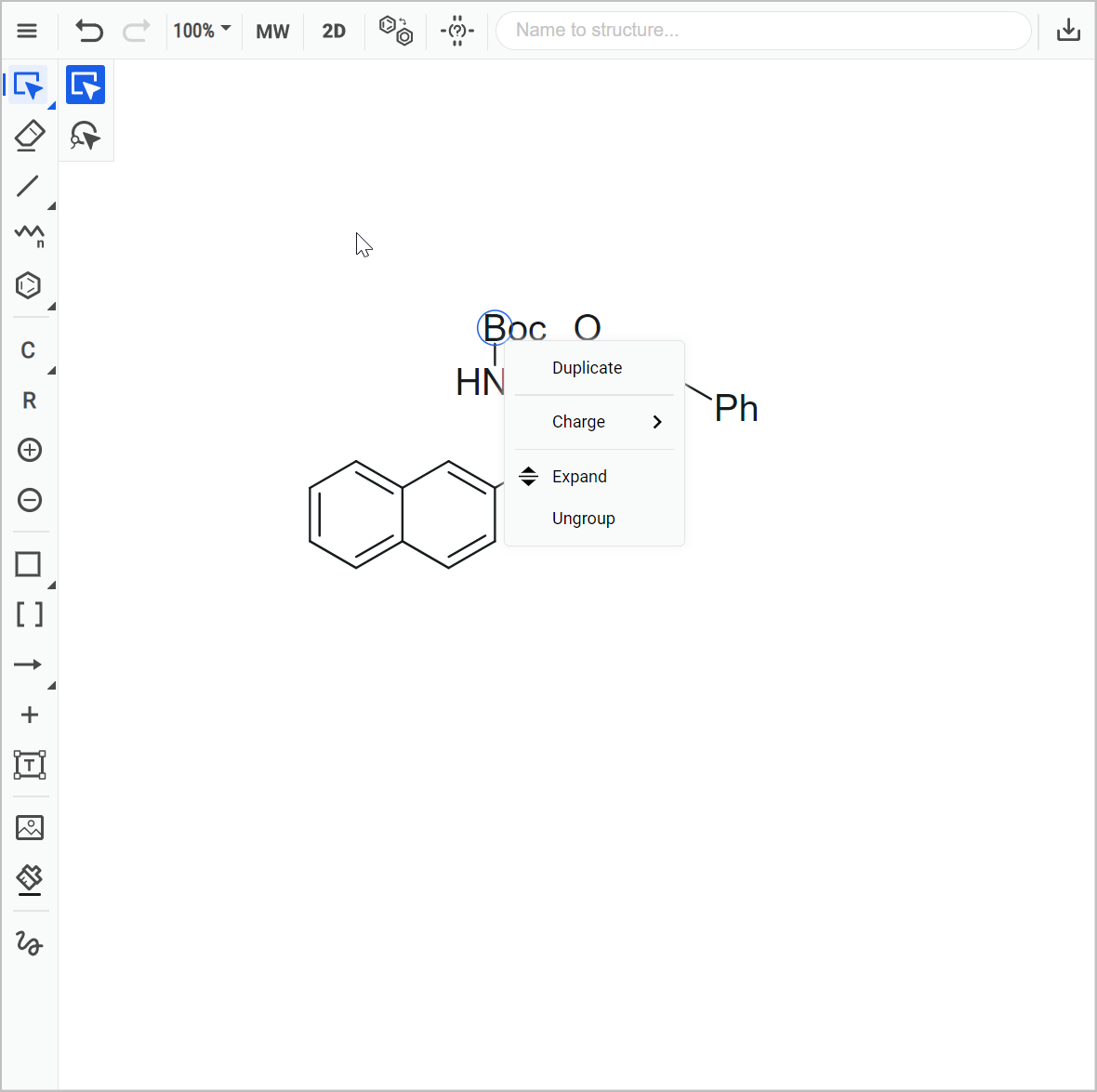 Abbreviated Groups Context Menu