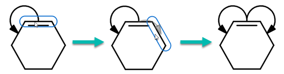 Drawing a double electron flow arrow from a bond to an other