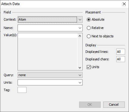 Attach data dialog