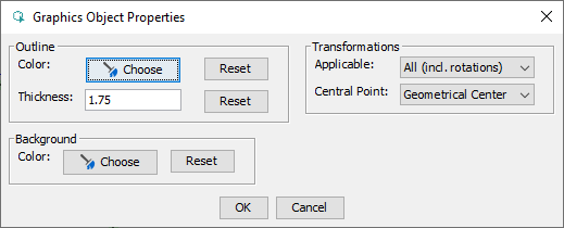 Graphical object properties dialog 1