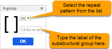 Parts of the S-group dialog