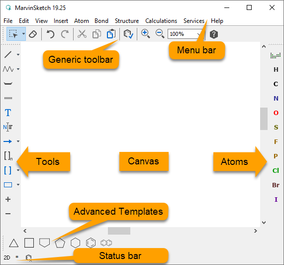 Parts of the MarvinSketch GUI