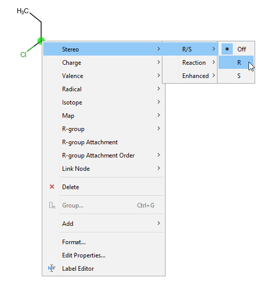 Selecting stereo > R/S > R