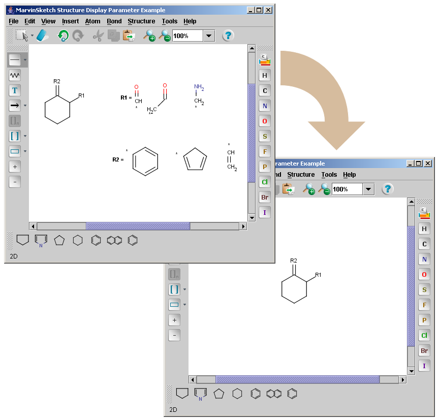 MarvinSketch structure display parameter example