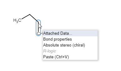 Context menu invoked on a bond